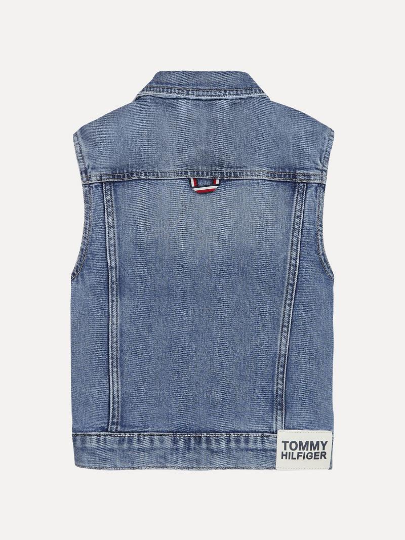 Lány Tommy Hilfiger Denim Vest Kabát Kék | HU 1795CTV